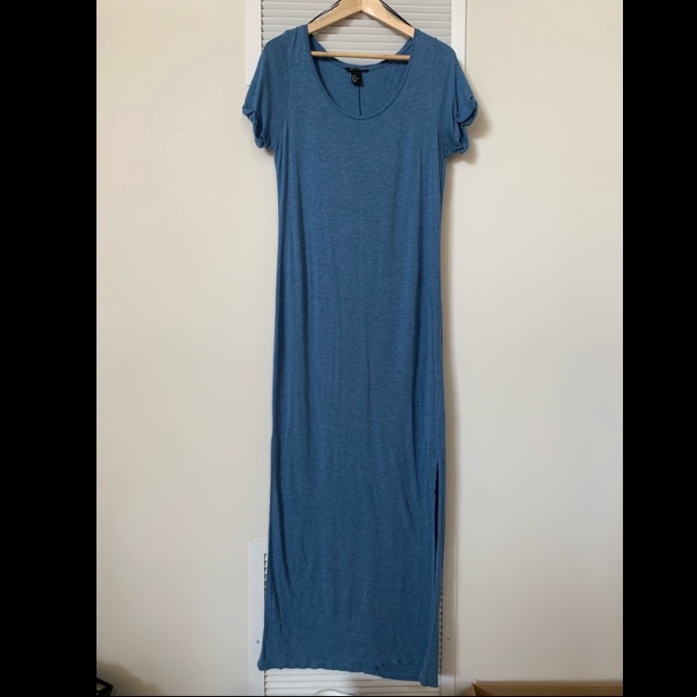 Blue H&M Maxi Short Sleeve Dress w/ Side Slits